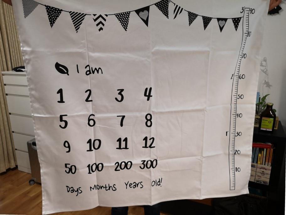 Couverture de photographie pour bébé avec repères de croissance mensuels, serviette de fond, jolie tapis souvenir