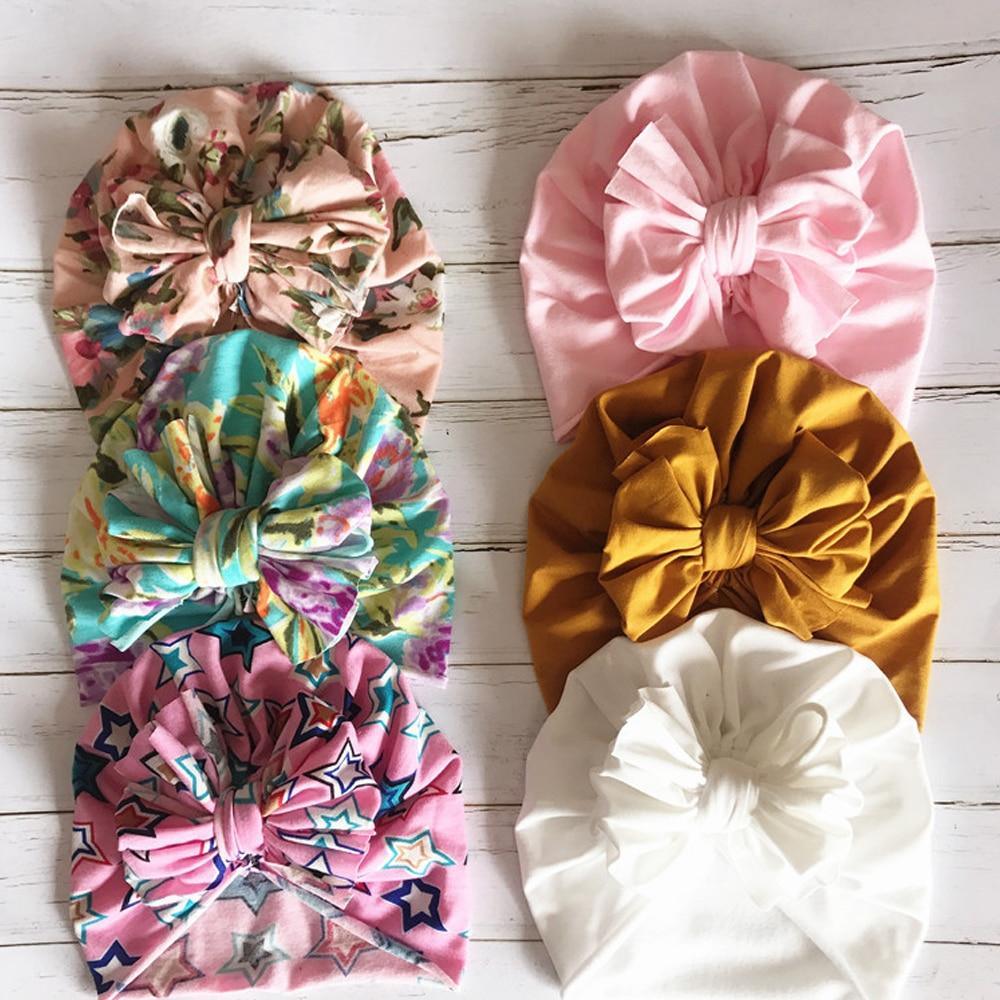 Joli bonnet pour bébé, bonnet doux en coton pour tout-petits, garçon ou fille, avec nœud floral