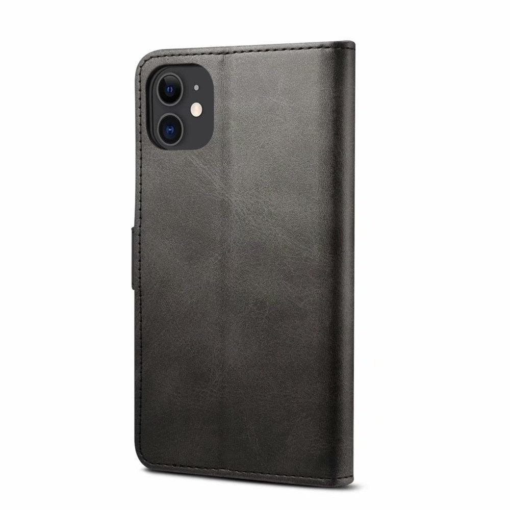 Étui à Rabat Magnétique en Cuir Rouge de Luxe pour iPhone 14 12 13 11 11 Pro Max XR XS Max X, Housse Portefeuille pour iPhone avec Emplacements pour Cartes, Béquille et Boucle Magnétique