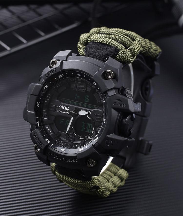 Montre de survie militaire pour homme avec boussole/sifflet/grattoir/étanche 30M, style G pour hommes, montre de sport antichoc Relogio Masculino
