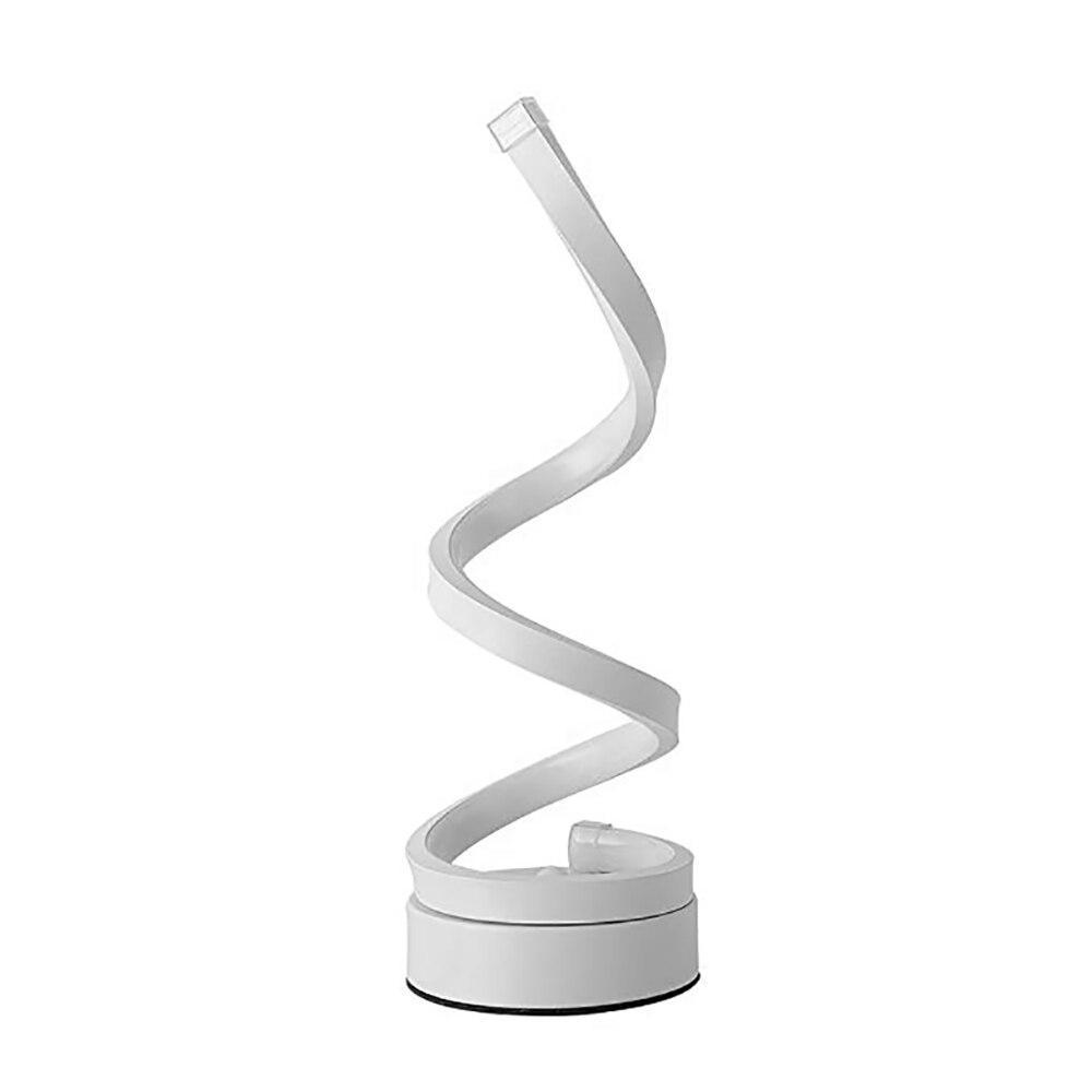 Lampe de table spirale LED Lampe de bureau incurvée moderne Lampe de chevet Lumière blanche chaude à intensité variable pour le salon et la chambre à coucher