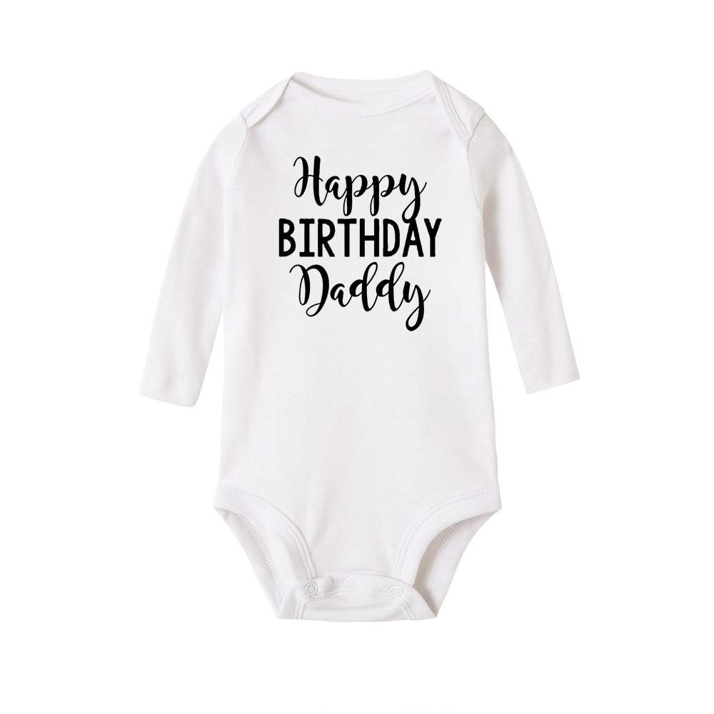 Joyeux Anniversaire Papa, Grenouillère Bébé Unisexe à Manches Longues pour Nouveau-nés, Motifs Modernes avec Imprimé de Fête