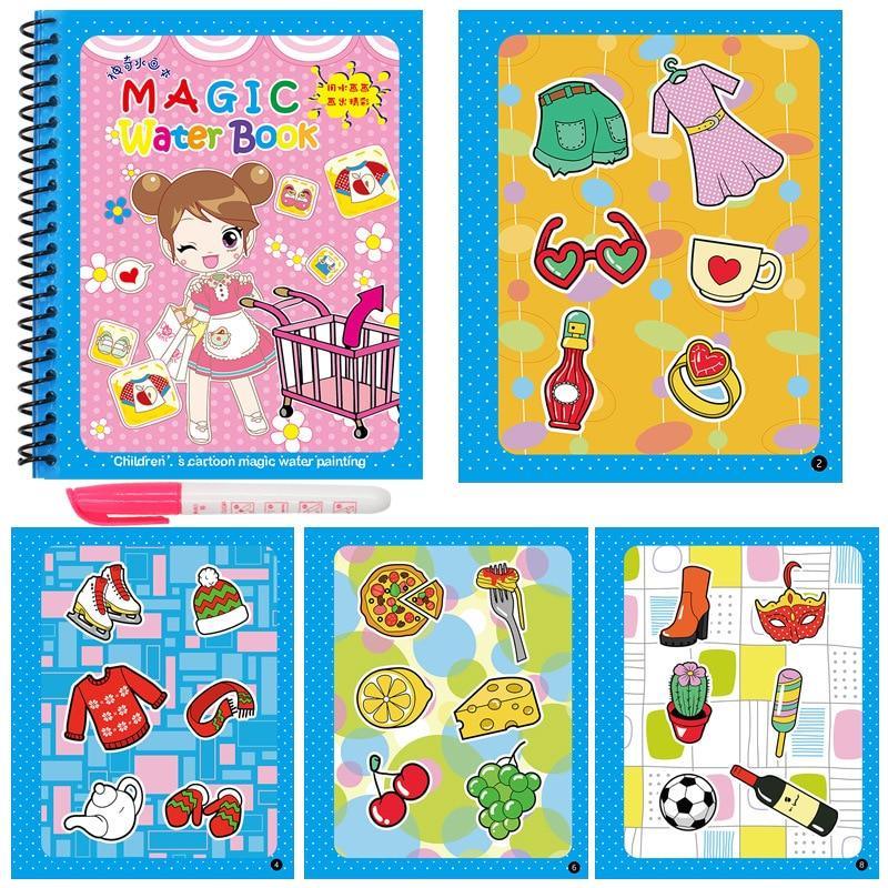 Tableau de dessin Montessori pour l'éducation précoce des enfants, livre de coloriage, gribouillage et stylo magique, livre de dessin à l'eau magique