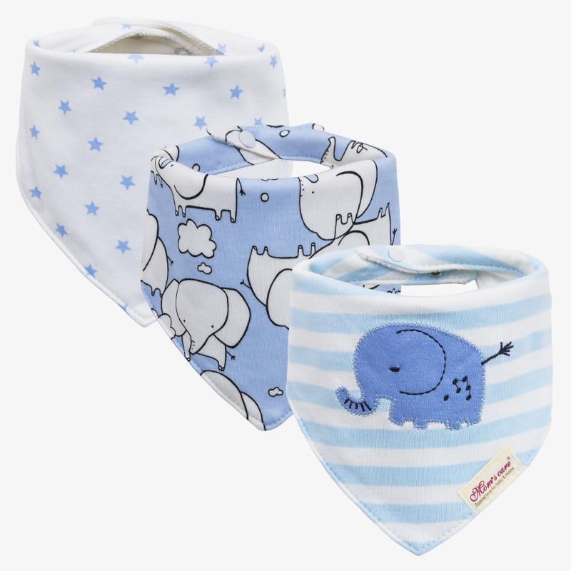 Bavettes bandanas pour bébé Moder, lot de 3 en coton, motifs triangulaires variés pour bébés garçons et filles