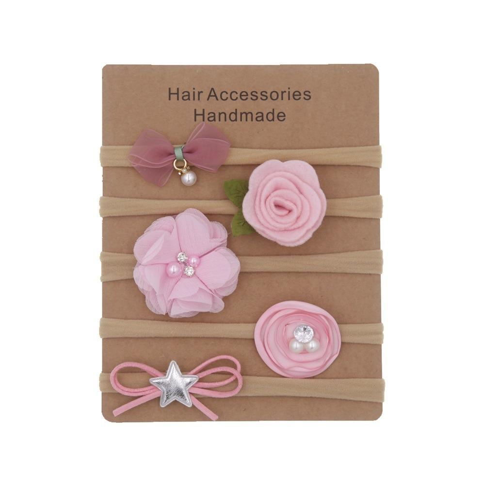 Lot fait main bandeau bébé nœud uni fleur nœud papillon enfants nylon élastique bandeaux doux faits à la main pour filles accessoires de cheveux