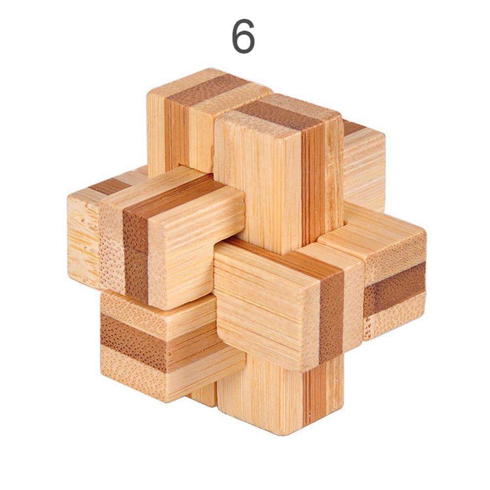 Casse-têtes 3D en bois imbriqués (12 styles) – Jeu en bambou petite taille pour adultes et enfants