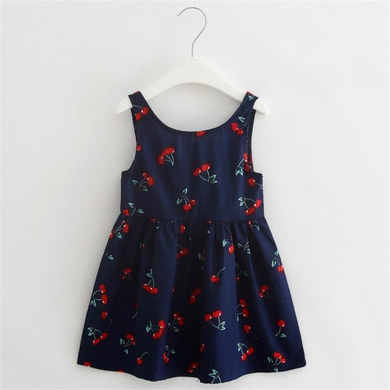 Robe d'été moderne de luxe pour fille, robe cerises pour enfants, robe à dos en V, robe débardeur en coton pour bébé, robe licou pour filles
