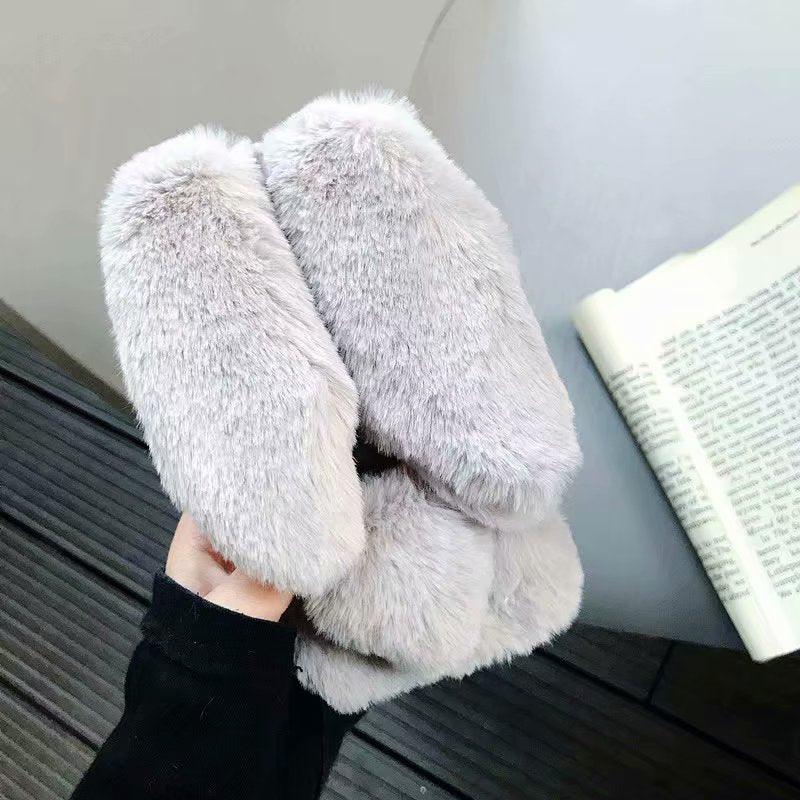 Coque de téléphone souple et légère en forme de lapin mignon et poilu, pour iPhone 12 mini 11 Pro Max, XS MAX XR, Cadeaux pour filles