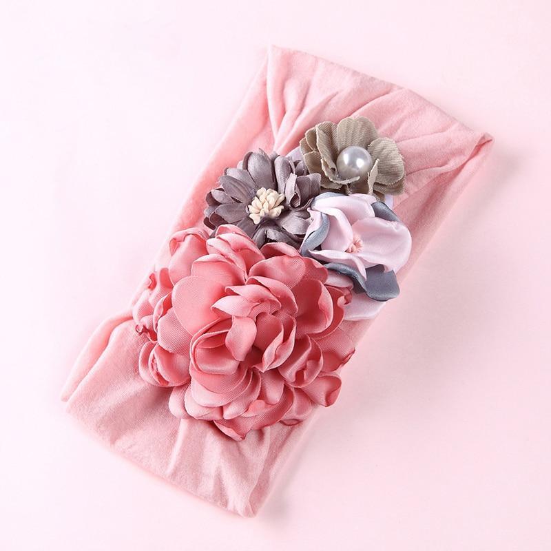 Bandeaux à fleurs faits à la main pour bébés filles, en nylon élastique, accessoires de cheveux pour bébés filles