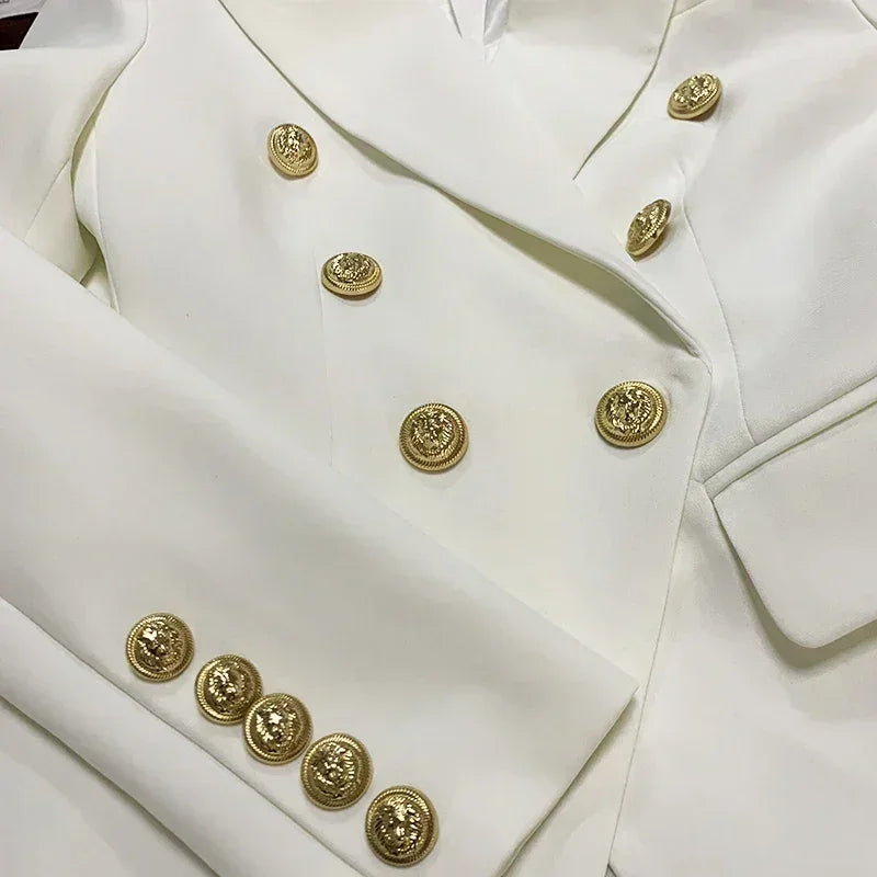 HAUTE QUALITÉ Nouvelle Mode 2024 Veste Designer Femme Classique Double Boutonnage Boutons Métal Lion Blazer Manteau Taille S-5XL