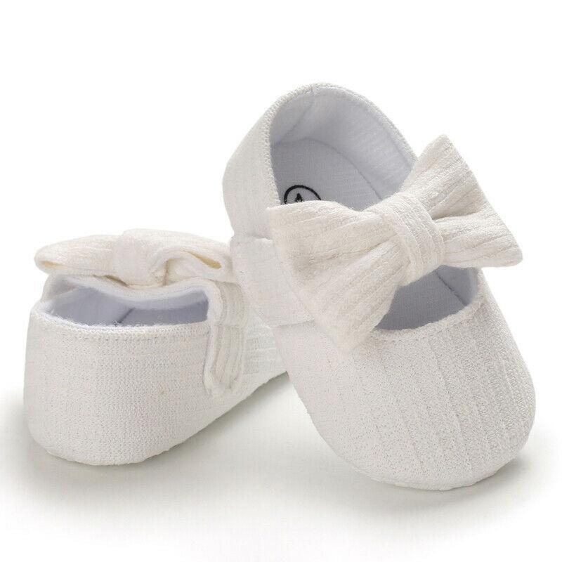 Chaussures Souples Premiers Pas Nœud Papillon Couleur Unie pour Bébé Fille Respirantes