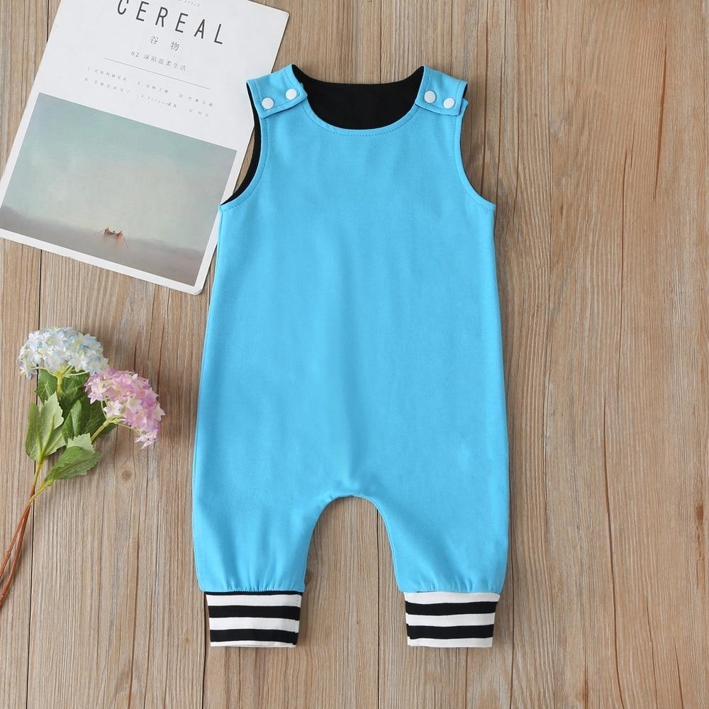 Nouveaux vêtements pour bébés garçons et filles, barboteuses pour nouveau-nés, combinaisons sans manches en coton à rayures unies pour enfants