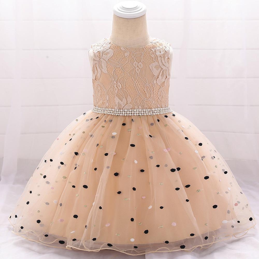 Nouvelle Robe d'Anniversaire Princesse à Pois pour Bébé Robe de Bal Vêtements Design Unique Cadeau Parfait