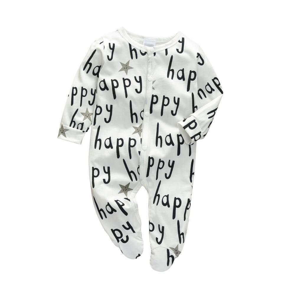 Grenouillère bébé nouveau-né pyjama coton mignon lettre "J'aime papa et maman" manches longues barboteuses vêtements pour bébés enfants