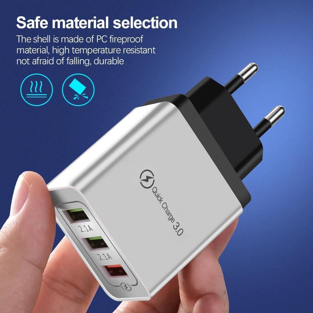 Chargeur USB rapide et moderne, chargeur mural portable pour téléphone portable avec charge rapide 3.0 et grande puissance
