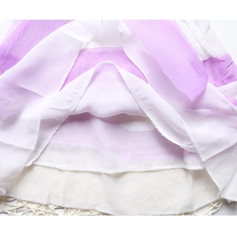 Robes sans manches en mousseline de soie à rayures violettes et col rond, de luxe, pour bébés filles, avec un grand nœud