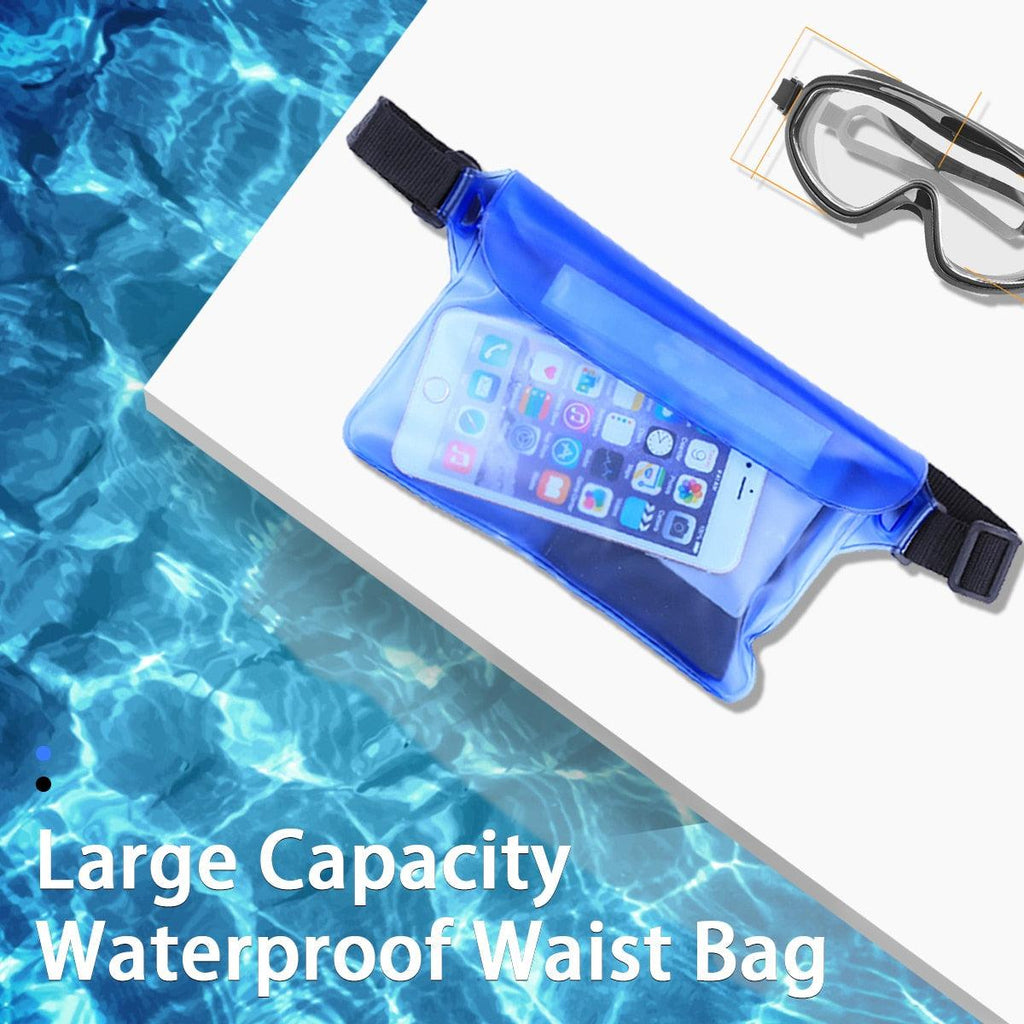 Sac de natation étanche 3 couches Sac de plage de plongée étanche à l'eau Sac de taille pour téléphone portable sous-marin Étui étanche avec ceinture réglable Étui confortable pour téléphone