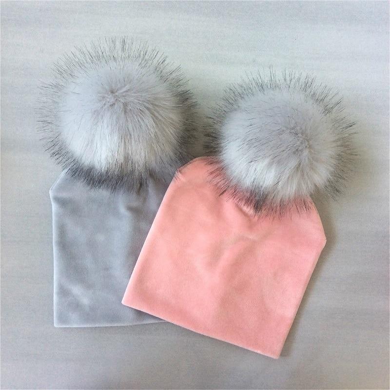 Casquette unie avec pompon pour enfants filles, bonnet bébé avec pompon, accessoires pour enfants