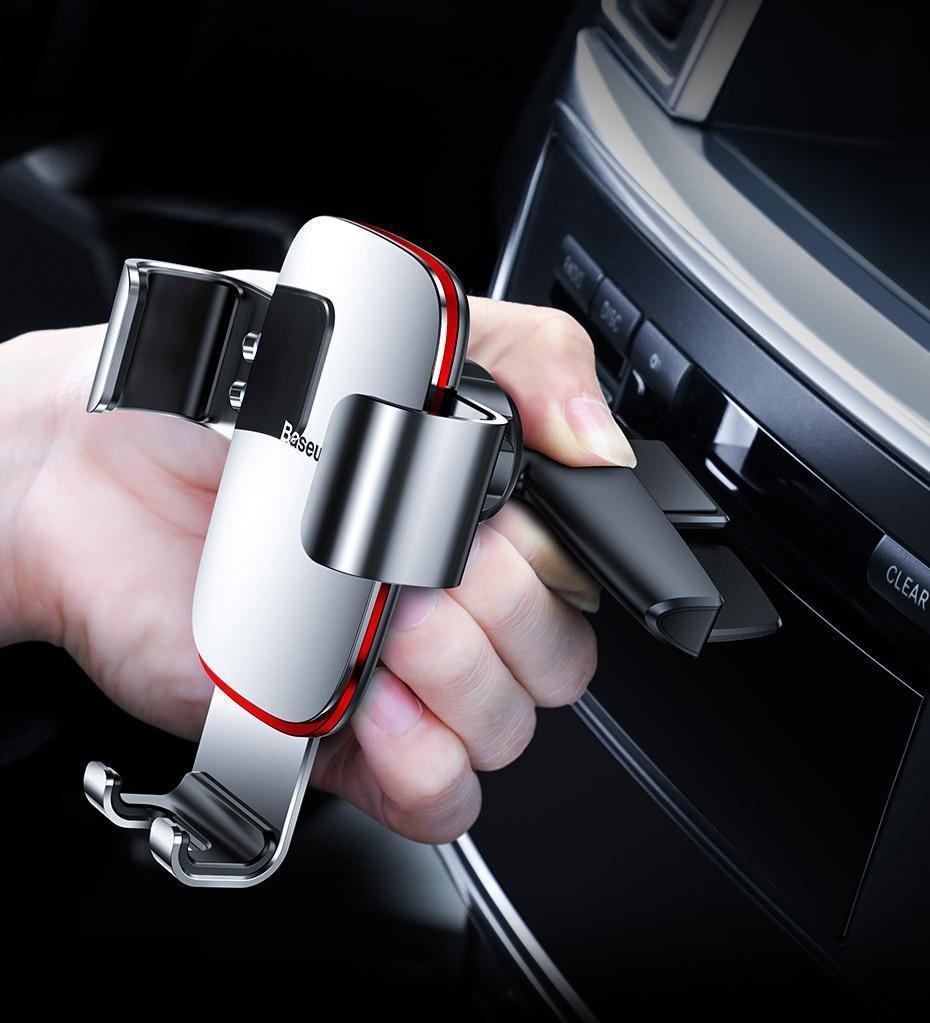 Support de téléphone de voiture avec rotation à 360 degrés pour grille d'aération de voiture / fente CD Support de téléphone portable à gravité en métal