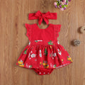 Salopette Bébé Fille 0-24M Robe en Dentelle Manches Courtes Imprimé Dessin Animé Bandeau Design Unique
