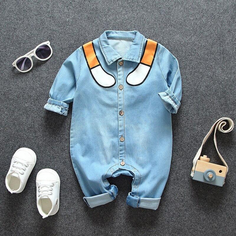 Barboteuse et salopette modernes style jean pour nouveau-né, combinaison de dessin animé, vêtements pour bébé garçon