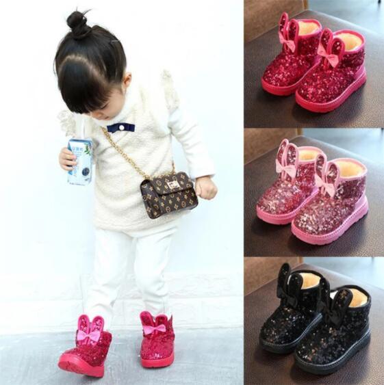 Bottes de neige chaudes pour enfants, nouvelles chaussures d'hiver pour petites princesses, antidérapantes, à bout rond plat, adorables bottes pour bébés filles