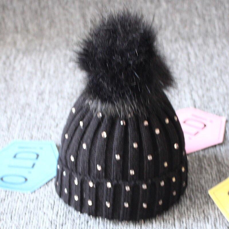 Tendance modeBonnet en fourrure tricotée chaude avec pompons pour bébés filles, idéal pour l'hiver, style élégant