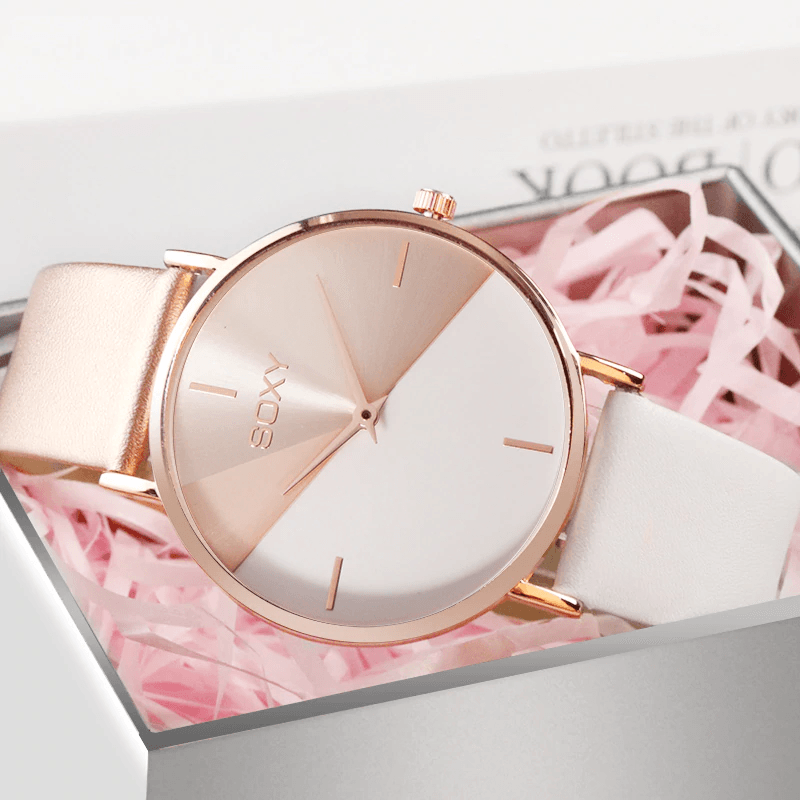Montre Femme Cuir Or Rose Robe Horloge Féminine Luxe Marque Design Montres Femmes Simple Mode Montre Dames Pour Femmes et Filles