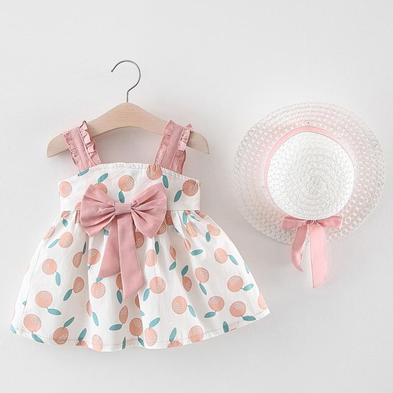 Robe Tutu d'Été pour Bébés Filles avec Imprimé Princesse Robe de Soleil et Chapeau
