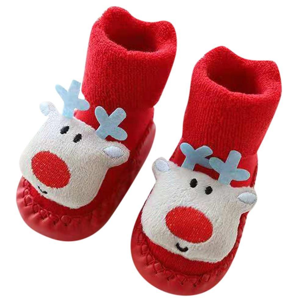 Chaussettes Bébé Noël Nouveau-né Pour Garçons/Filles Chaussettes de Sol de Noël Antidérapantes Chaussettes Premiers Pas Pour Bébé Enfants