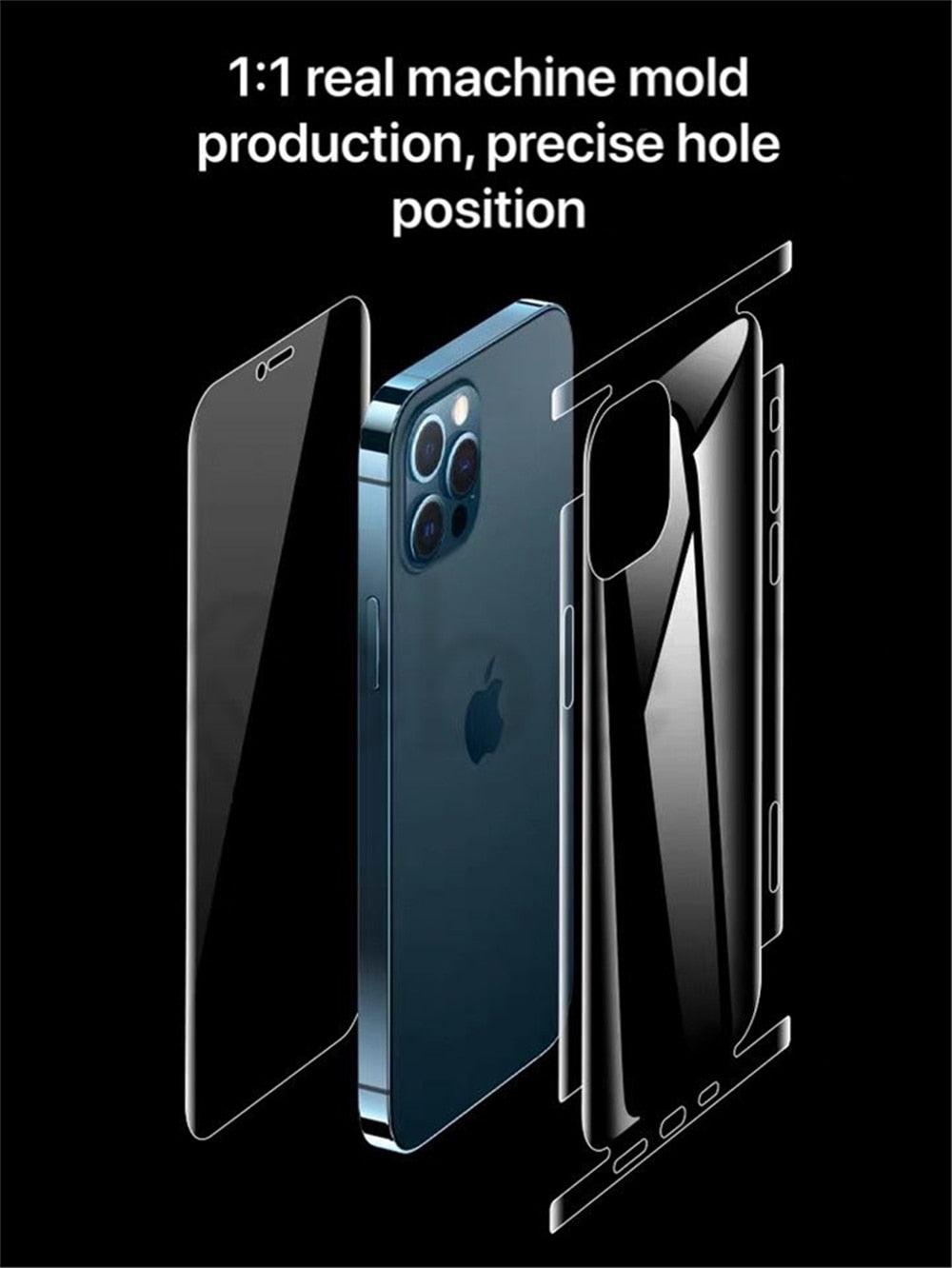 Film protecteur avant et arrière 360 Full Body pour iPhone 14 13 Pro Max 12 Film trempé Premium HD Clarté Anti-empreintes digitales/rayures Film de protection d'écran 11 Mini Coque ultra fine mate transparente