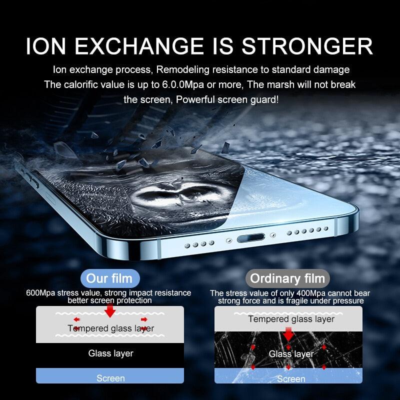 Verre de protection intégral 30D pour iPhone 13 12 11 14 Pro Max X Xr Protecteur d'écran iPhone 6 7 8 14 Plus Film en verre trempé Protecteur d'écran en verre trempé ultra résistant pour iPhone