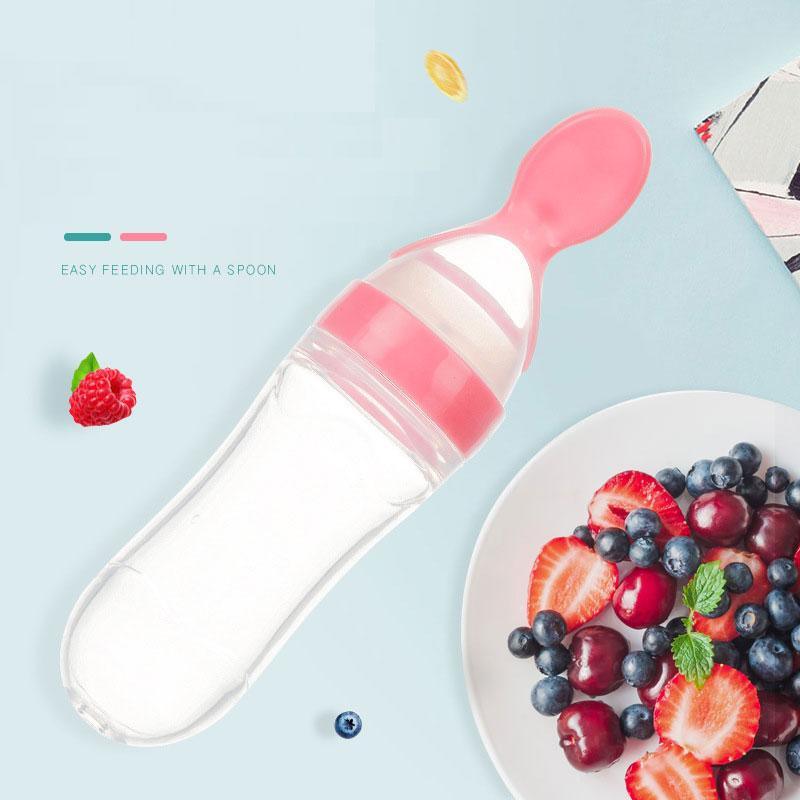 Biberon compressible avec cuillère pour bébé, bouteille de lait, entraîneur d'alimentation pour bébé, complément alimentaire pour bébé.