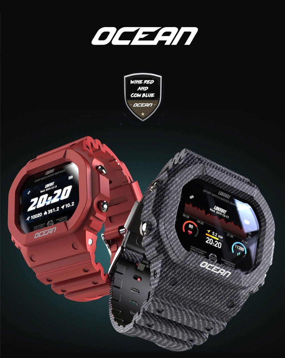 Montre connectée militaire Ocean Army pour hommes et femmes, pour le fitness et le sport, avec suivi de la pression artérielle, notifications de messages, moniteur de fréquence cardiaque et horloge, pour Android