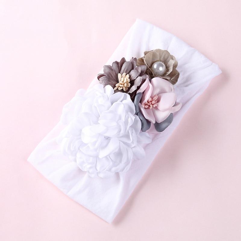 Bandeaux à fleurs faits à la main pour bébés filles, en nylon élastique, accessoires de cheveux pour bébés filles