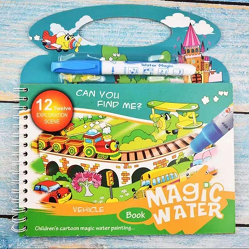 Carnet de coloriage Montessori Gribouillage et stylo magique réutilisable Tableau de dessin pour enfants, bébé, jouet éducatif d'anniversaire
