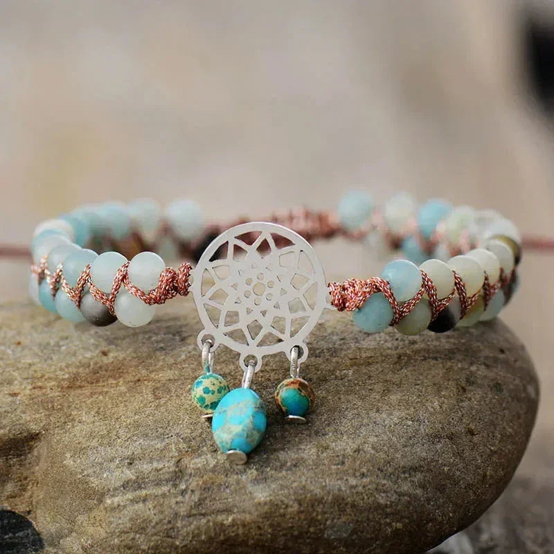 Bracelet spirituel tressé en amazonite
