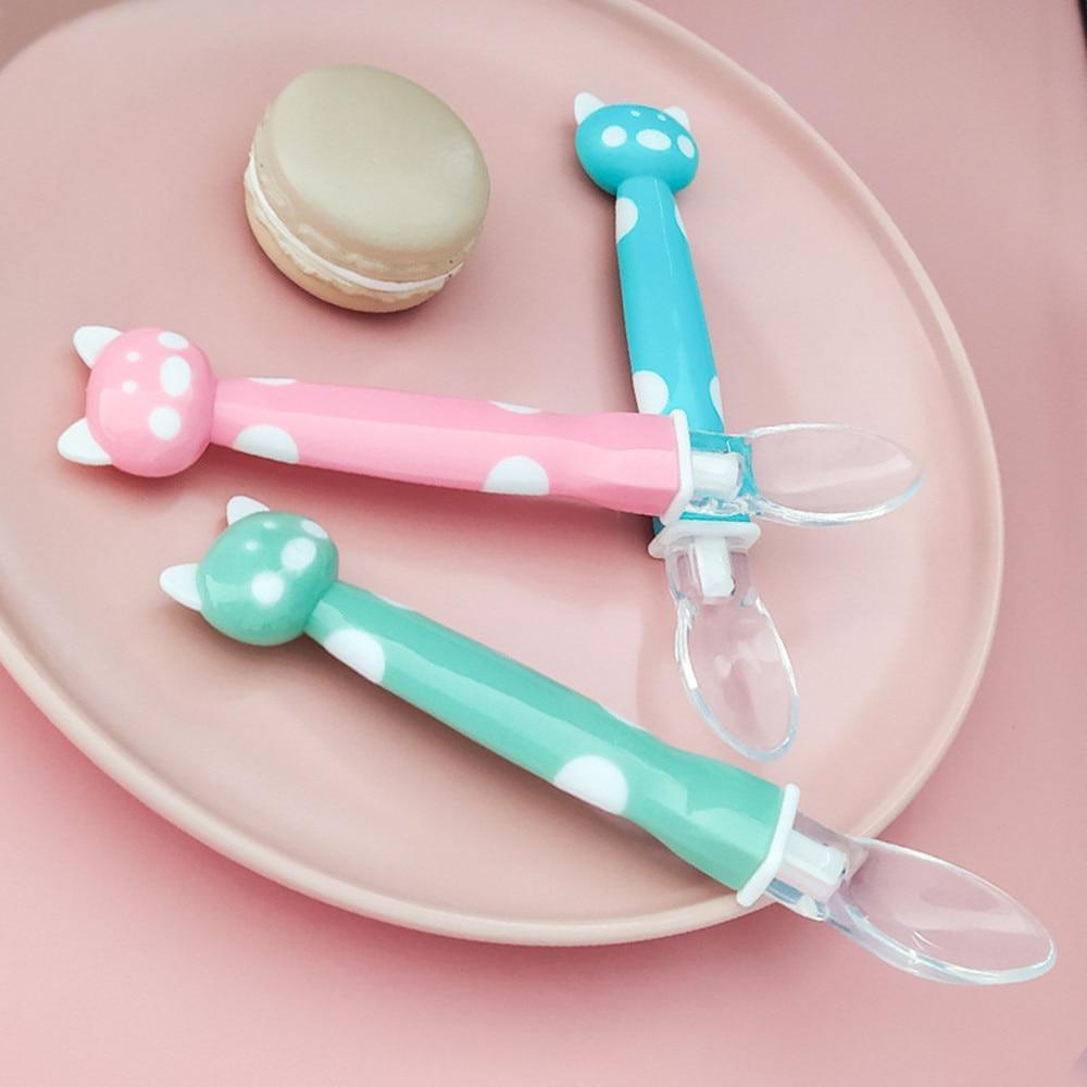 1 cuillère souple en silicone pour bébé, couleur bonbon, à détection de température, outils d'alimentation pour enfants, pour manger