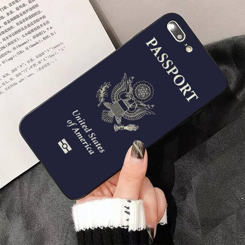 Coque de téléphone Fashion Passport pour iPhone 13 8 7 6 6s Plus X 5s Se 2020 Xr 11 12 Pro Xs Max Coque souple en silicone