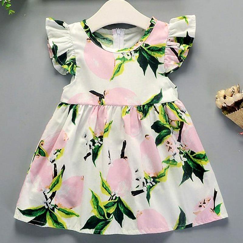 Robe trapèze en coton pour bébé, nouvelle collection été, vêtements pour enfants, robe tutu de princesse à fleurs pour filles