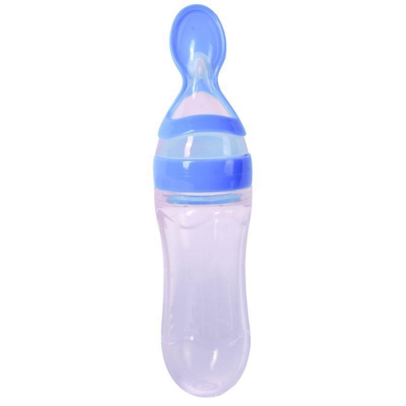 Biberon en silicone avec cuillère Bouteilles de complément alimentaire Bouteille de lait à presser avec cuillère Tasse pour bébé et enfant