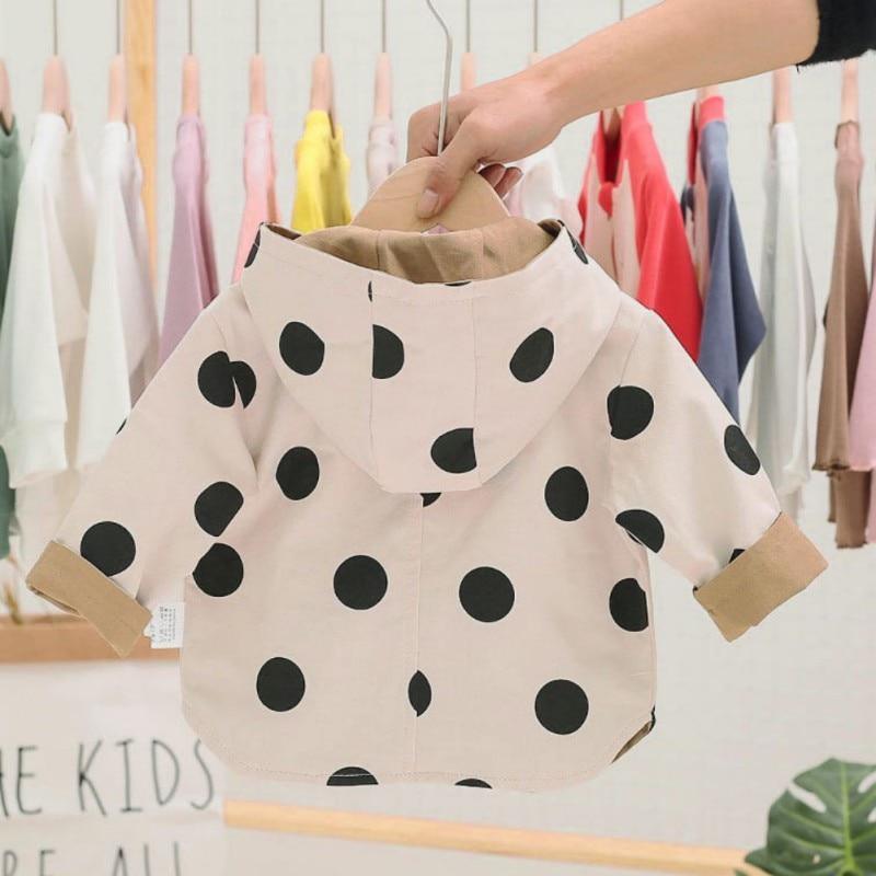 Manteau chaud en coton à imprimé pois, élégant et confortable, coupe slim, avec capuche boutonnée et deux faces, pour bébé fille nouveau-né