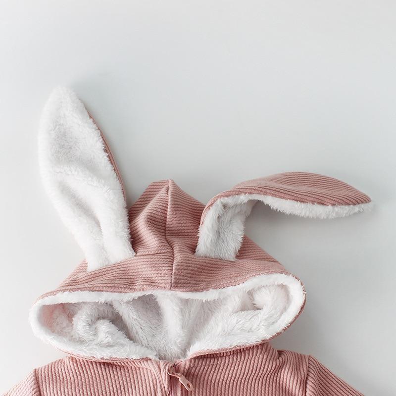 Combinaisons bébé hiver, barboteuses nouveau-né garçons et filles, combinaison à capuche oreilles de lapin pour bébés, motif lapin de luxe