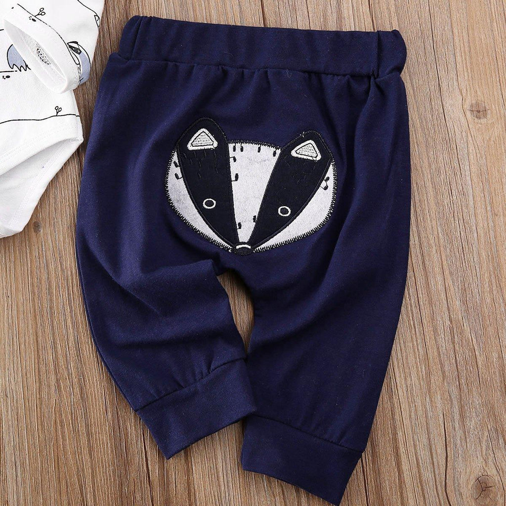 Tenues d'automne de luxe modernes pour bébés garçons et filles - Hauts, barboteuse et pantalon long imprimé renard