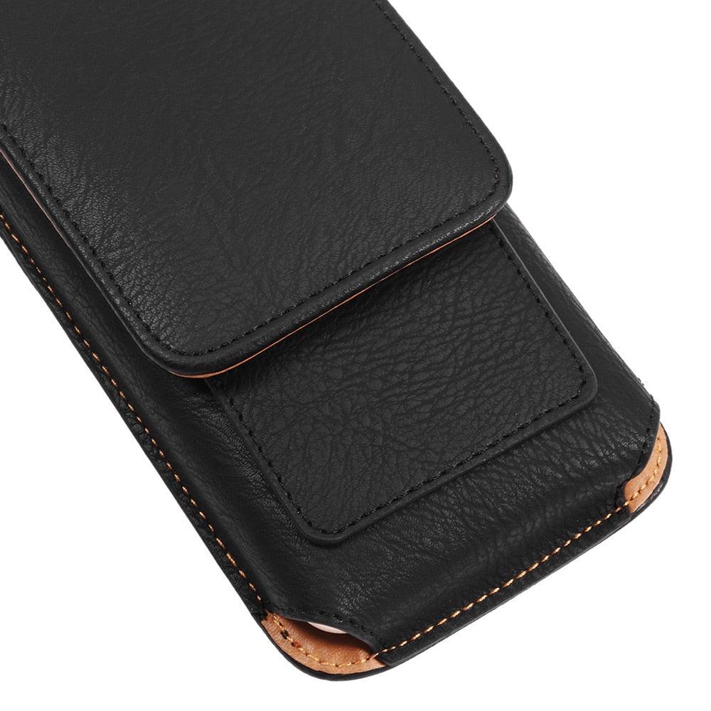 Étui universel en cuir pour iPhone Étui vertical en cuir PU pour hommes avec clip ceinture pour iPhone Sac banane avec clip ceinture pour téléphone portable de 3,5 à 6,3 pouces Housse de téléphone