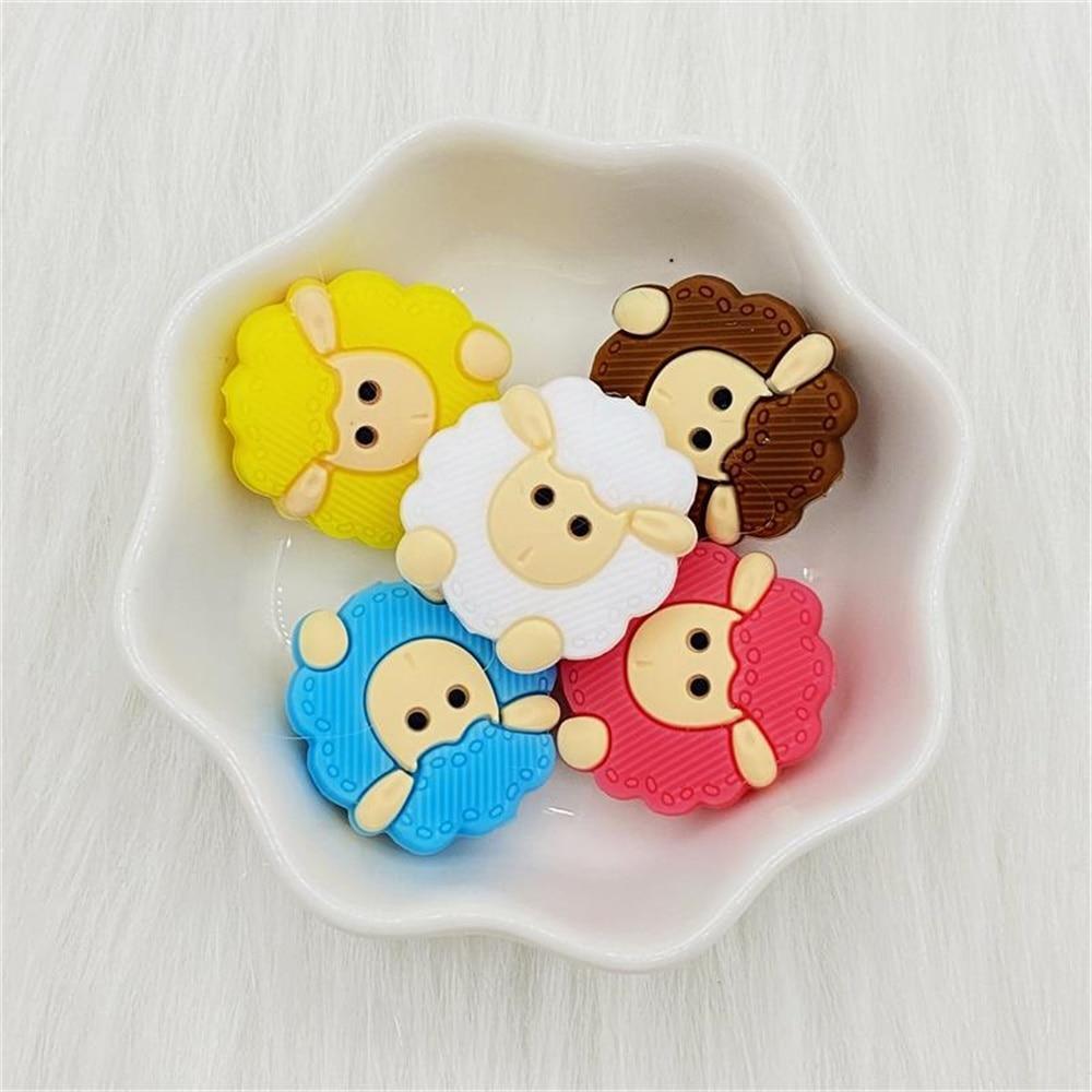 5 pièces animaux de dessin animé silicone anneau de dentition mouton pour enfants nouveau-nés anneau de dentition pour les dents