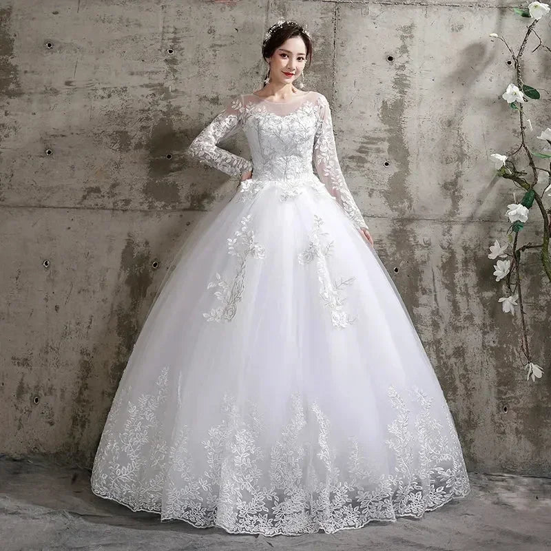 Robe de mariée de luxe personnalisée - Robe de bal à manches longues grande taille | Femstylo