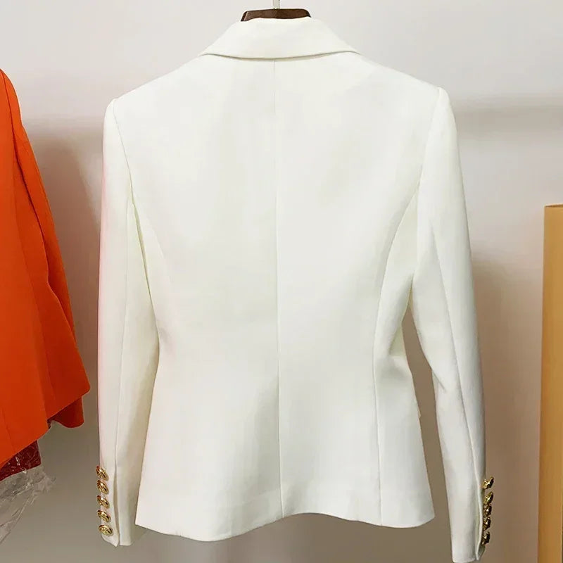 HAUTE QUALITÉ Nouvelle Mode 2024 Veste Designer Femme Classique Double Boutonnage Boutons Métal Lion Blazer Manteau Taille S-5XL