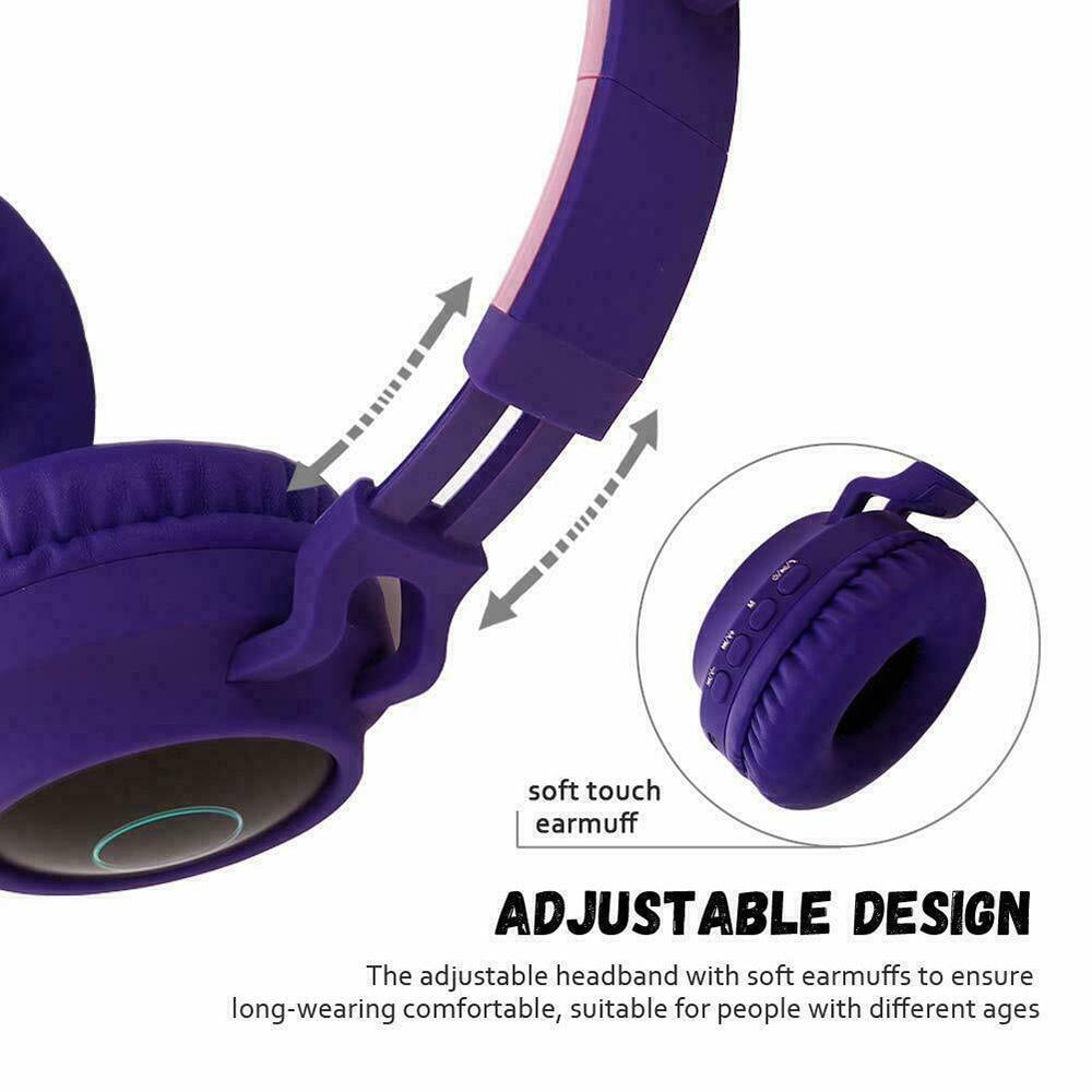 Casque audio pliable sans fil Bluetooth Stevvex de luxe intéressant et portable pour enfants, avec microphone réglable pour PC et téléphone (Rose)