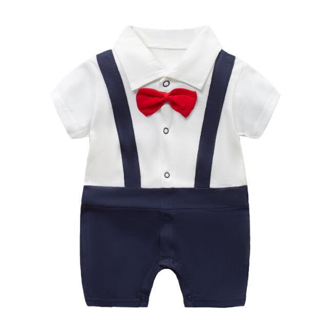 Barboteuses Bébé Été Garçon fille 100% Coton Barboteuse Gentilhomme Salopette Enfant en bas âge pour Garçons